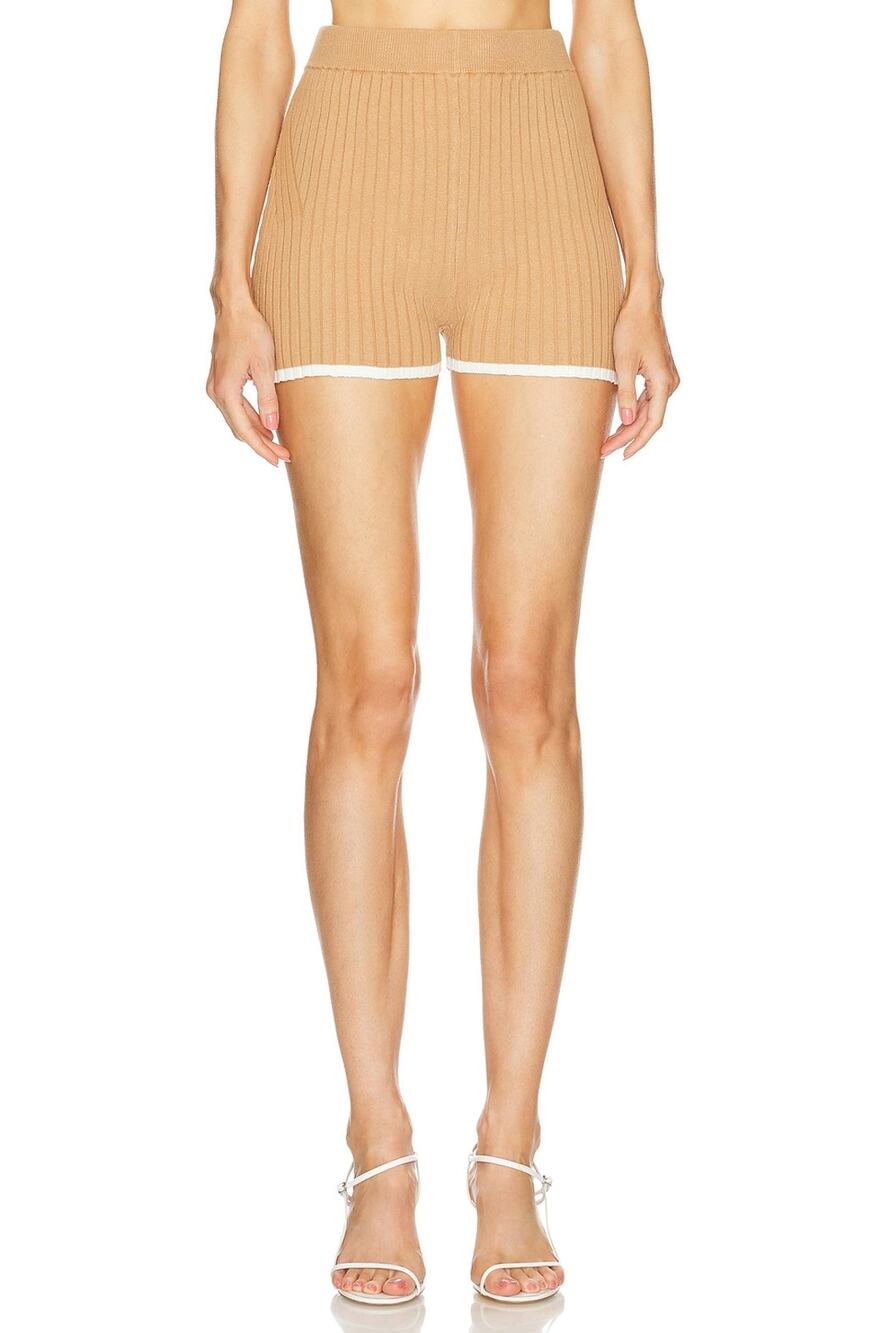 Matthew Bruch Cozy Tan Rib Knit Hot Short Bottoms Size 1